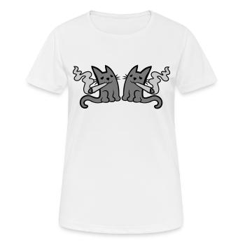 2 petits chats fumants - T-shirt respirant Femme - blanc - Devant - AI Model Female 172 dark (172cm)