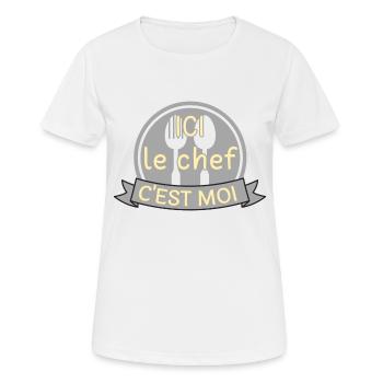 Ici le chef c'est moi - T-shirt respirant Femme - blanc - Devant - AI Model Female 172 dark (172cm)
