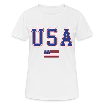 usa flag font - Women's Breathable T-Shirt - white - Front - AI Model Female 172 dark (172cm)
