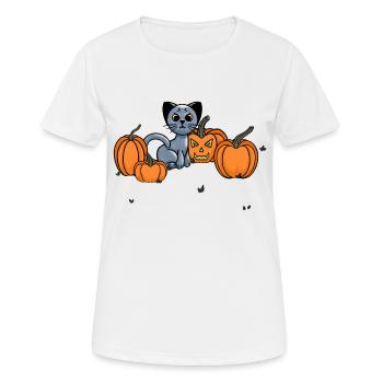 Chat de minuit - T-shirt respirant Femme - blanc - Devant - AI Model Female 172 dark (172cm)