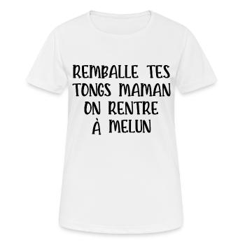 remballe tes tongs maman - T-shirt respirant Femme - blanc - Devant - AI Model Female 172 dark (172cm)