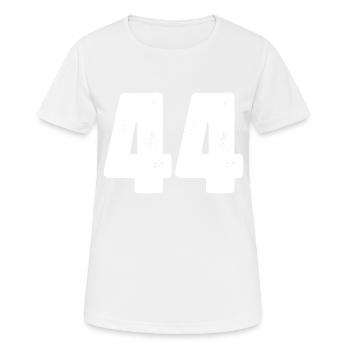 44 Zahl Trikot - Frauen T-Shirt atmungsaktiv - Weiß - Vorne - AI Model Female 172 dark (172cm)