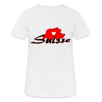 Love Suisse - T-shirt respirant Femme - blanc - Devant - AI Model Female 172 dark (172cm)