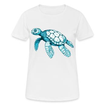 Belle tortue de mer en bleu - T-shirt respirant Femme - blanc - Devant - AI Model Female 172 dark (172cm)