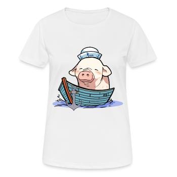Sailor, Boat, Captain, Sailor, Piggy, Piglet - Women's Breathable T-Shirt - white - Front - AI Model Female 172 dark (172cm)