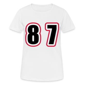87 Zahl College - Frauen T-Shirt atmungsaktiv - Weiß - Vorne - AI Model Female 172 dark (172cm)