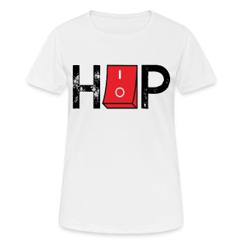 Music on off HipHop ON OFF - Frauen T-Shirt atmungsaktiv - Weiß - Vorne - AI Model Female 172 dark (172cm)