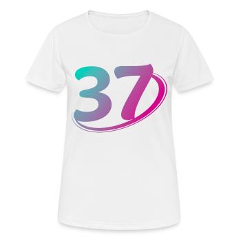 Nummer 37 mehrfarbig - Frauen T-Shirt atmungsaktiv - Weiß - Vorne - AI Model Female 172 dark (172cm)