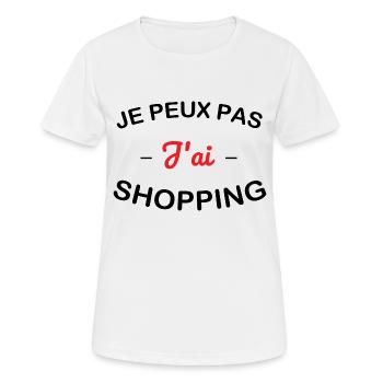 Ich kann nicht einkaufen gehen - Frauen T-Shirt atmungsaktiv - Weiß - Vorne - AI Model Female 172 dark (172cm)