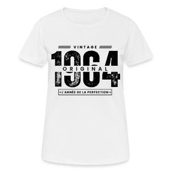 vintage 1964 / année 1964 / t-shirt 1964 - T-shirt respirant Femme - blanc - Devant - AI Model Female 172 dark (172cm)