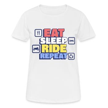 Mangez, dormez, roulez – faire de la Moto - T-shirt respirant Femme - blanc - Devant - AI Model Female 172 dark (172cm)