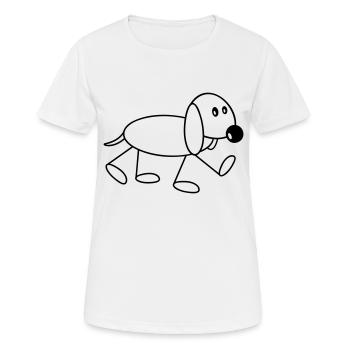 Dog stick figure walks cute walks comic - Women's Breathable T-Shirt - white - Front - AI Model Female 172 dark (172cm)