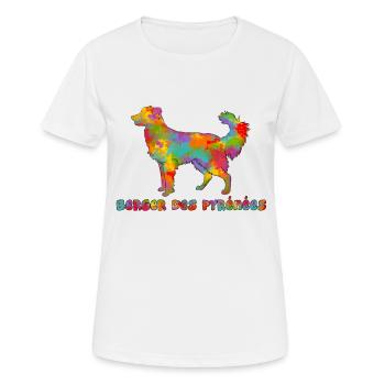 Pyrenean Shepherd Multicolor Gesicht rasiert - Frauen T-Shirt atmungsaktiv - Weiß - Vorne - AI Model Female 172 dark (172cm)