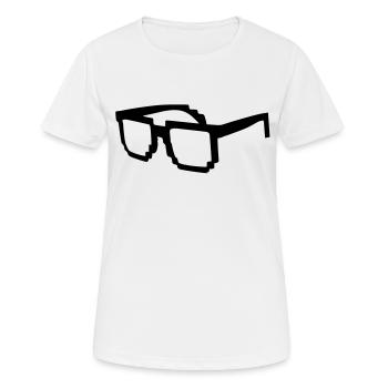 Nerd Brille Pixel - Frauen T-Shirt atmungsaktiv - Weiß - Vorne - AI Model Female 172 dark (172cm)
