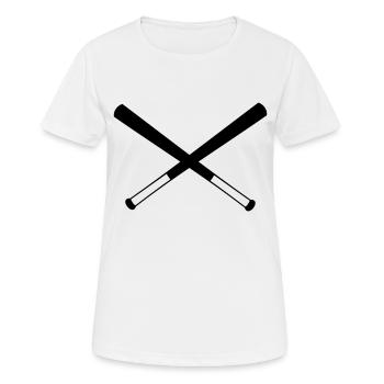 Baseball,Baseballschläger,Baseballhelm,Schlagball - Frauen T-Shirt atmungsaktiv - Weiß - Vorne - AI Model Female 172 dark (172cm)