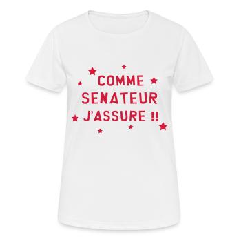 Sénateur / Sénat / Parlement / Politique Sénatrice - T-shirt respirant Femme - blanc - Devant - AI Model Female 172 dark (172cm)