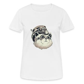 Steampunk-Katze - Frauen T-Shirt atmungsaktiv - Weiß - Vorne - AI Model Female 172 dark (172cm)
