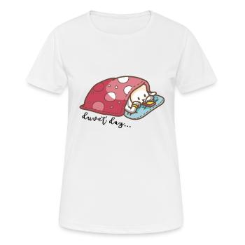 Ours blotti sous la couette pour la journée - T-shirt respirant Femme - blanc - Devant - AI Model Female 172 dark (172cm)