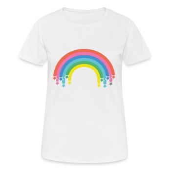 Arc-en-ciel avec étoiles - T-shirt respirant Femme - blanc - Devant - AI Model Female 172 dark (172cm)