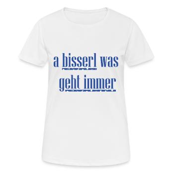 a bisserl was geht immer blau - Frauen T-Shirt atmungsaktiv - Weiß - Vorne - AI Model Female 172 dark (172cm)