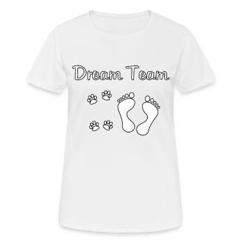 Dog Design Dream Team DOG DREAM TEAM BLACK AND WHITE - Women's Breathable T-Shirt - white - Front - AI Model Female 172 dark (172cm)