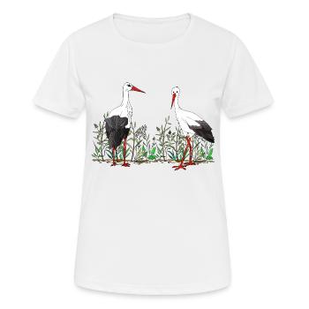 Störche - Frauen T-Shirt atmungsaktiv - Weiß - Vorne - AI Model Female 172 dark (172cm)