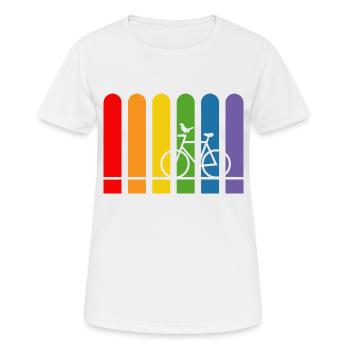 Vélo arc-en-ciel arrondi - T-shirt respirant Femme - blanc - Devant - AI Model Female 172 dark (172cm)
