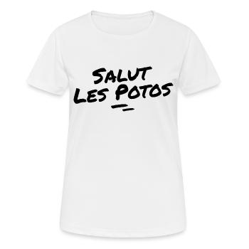 salut les potos black - T-shirt respirant Femme - blanc - Devant - AI Model Female 172 dark (172cm)
