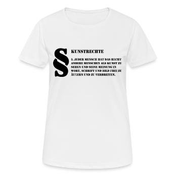 5 Kunstrechte | Jeder Mensch ist Kunst - Frauen T-Shirt atmungsaktiv - Weiß - Vorne - AI Model Female 172 dark (172cm)