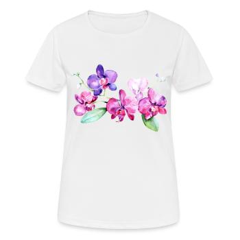 Belles orchidées tropicales fleurs tropicales - T-shirt respirant Femme - blanc - Devant - AI Model Female 172 dark (172cm)