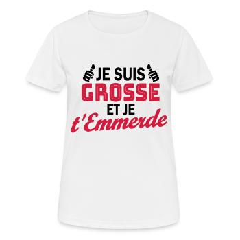 je suis grosse - T-shirt respirant Femme - blanc - Devant - AI Model Female 172 dark (172cm)