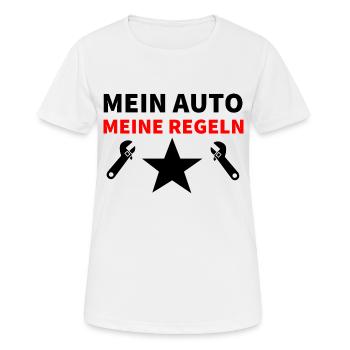 Auto - Frauen T-Shirt atmungsaktiv - Weiß - Vorne - AI Model Female 172 dark (172cm)