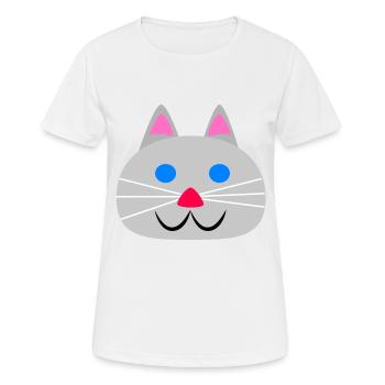 Süßes Katzengesicht - Frauen T-Shirt atmungsaktiv - Weiß - Vorne - AI Model Female 172 dark (172cm)