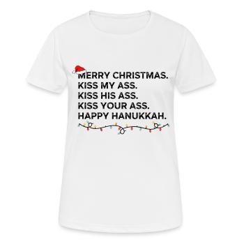 Frohe Weihnachten Küssen Sie meinen Küssen Sie seinen Küssen Sie - Frauen T-Shirt atmungsaktiv - Weiß - Vorne - AI Model Female 172 dark (172cm)