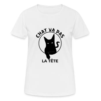Chat Chat domestique - T-shirt respirant Femme - blanc - Devant - AI Model Female 172 dark (172cm)