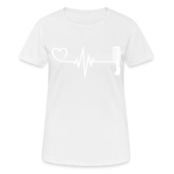 Kamm Friseur Puls Herz Liebe - Frauen T-Shirt atmungsaktiv - Weiß - Vorne - AI Model Female 172 dark (172cm)