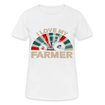 J’aime mon agriculteur - T-shirt respirant Femme - blanc - Devant - AI Model Female 172 dark (172cm)