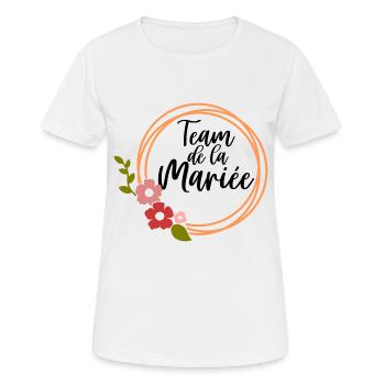 Team de la future mariée evjf couronne de fleurs - T-shirt respirant Femme - blanc - Devant - AI Model Female 172 dark (172cm)