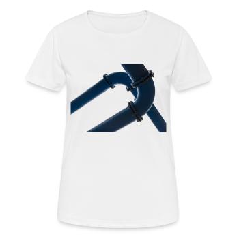 Zwei Wasserleitungen überlappen sich unter freiem Himmel - Frauen T-Shirt atmungsaktiv - Weiß - Vorne - AI Model Female 172 dark (172cm)