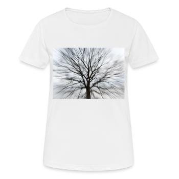 Silhouette eines kahlen Baumes mit runder Baumkrone - Frauen T-Shirt atmungsaktiv - Weiß - Vorne - AI Model Female 172 dark (172cm)