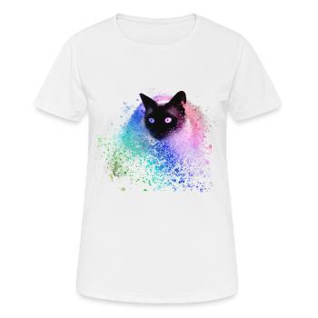 Chat siamois,Coloré,Graffit,iPainting Art,Cat,Vert - T-shirt respirant Femme - blanc - Devant - AI Model Female 172 dark (172cm)