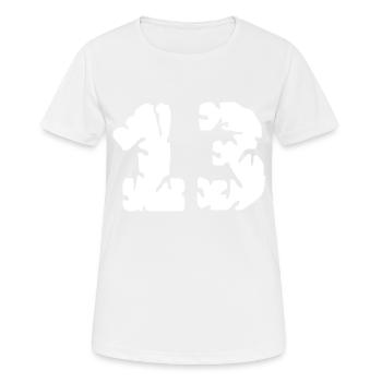 13 Zahl Trikot - Frauen T-Shirt atmungsaktiv - Weiß - Vorne - AI Model Female 172 dark (172cm)