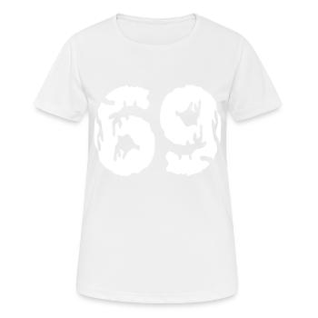 69 Zahl Trikot - Frauen T-Shirt atmungsaktiv - Weiß - Vorne - AI Model Female 172 dark (172cm)