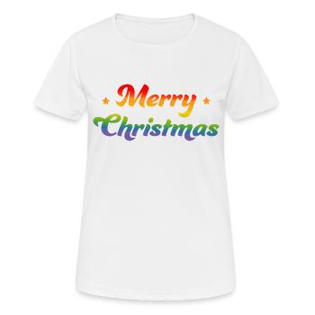 LGBTQI Regenbogen Merry Christmas Sternchen - Frauen T-Shirt atmungsaktiv - Weiß - Vorne - AI Model Female 172 dark (172cm)