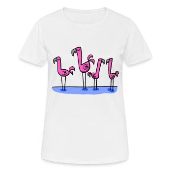 vier Flamingos - Frauen T-Shirt atmungsaktiv - Weiß - Vorne - AI Model Female 172 dark (172cm)