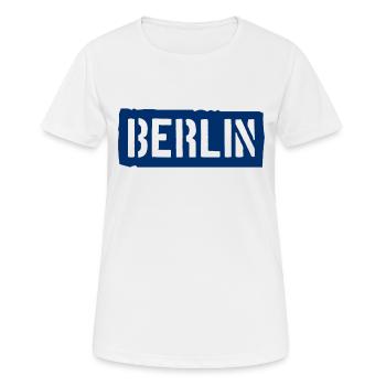 Berlin Slogan - Brandenburger Tor - Alexanderplatz - Frauen T-Shirt atmungsaktiv - Weiß - Vorne - AI Model Female 172 dark (172cm)