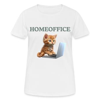 Katze Homeoffice Arbeit - Frauen T-Shirt atmungsaktiv - Weiß - Vorne - AI Model Female 172 dark (172cm)