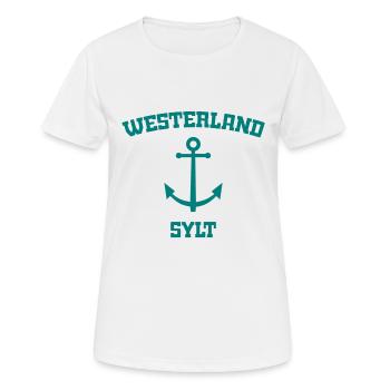 Westerland - Sylt - Nordsee - Anker - Möwe - Insel - Frauen T-Shirt atmungsaktiv - Weiß - Vorne - AI Model Female 172 dark (172cm)