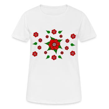 Floral pattern red - Women's Breathable T-Shirt - white - Front - AI Model Female 172 dark (172cm)
