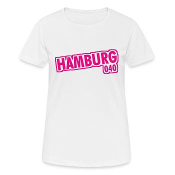 Hambourg - 040 - Ville hanséatique - Alster - Elbe - T-shirt respirant Femme - blanc - Devant - AI Model Female 172 dark (172cm)